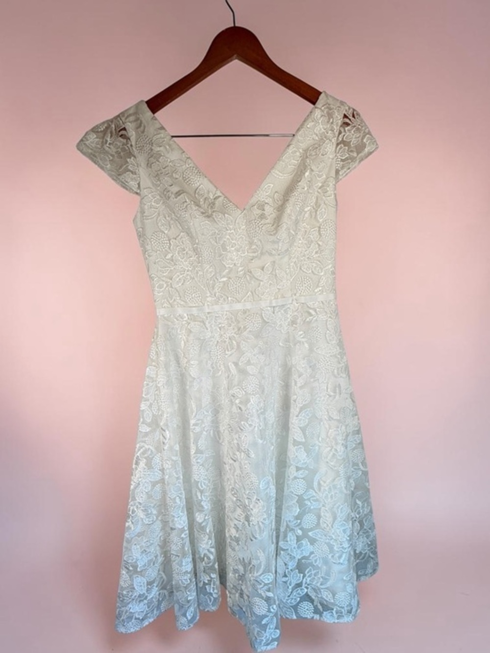DB Studio Ivory Embroidered Lace Fit Flare Dress Size 6 Bridal wedding party